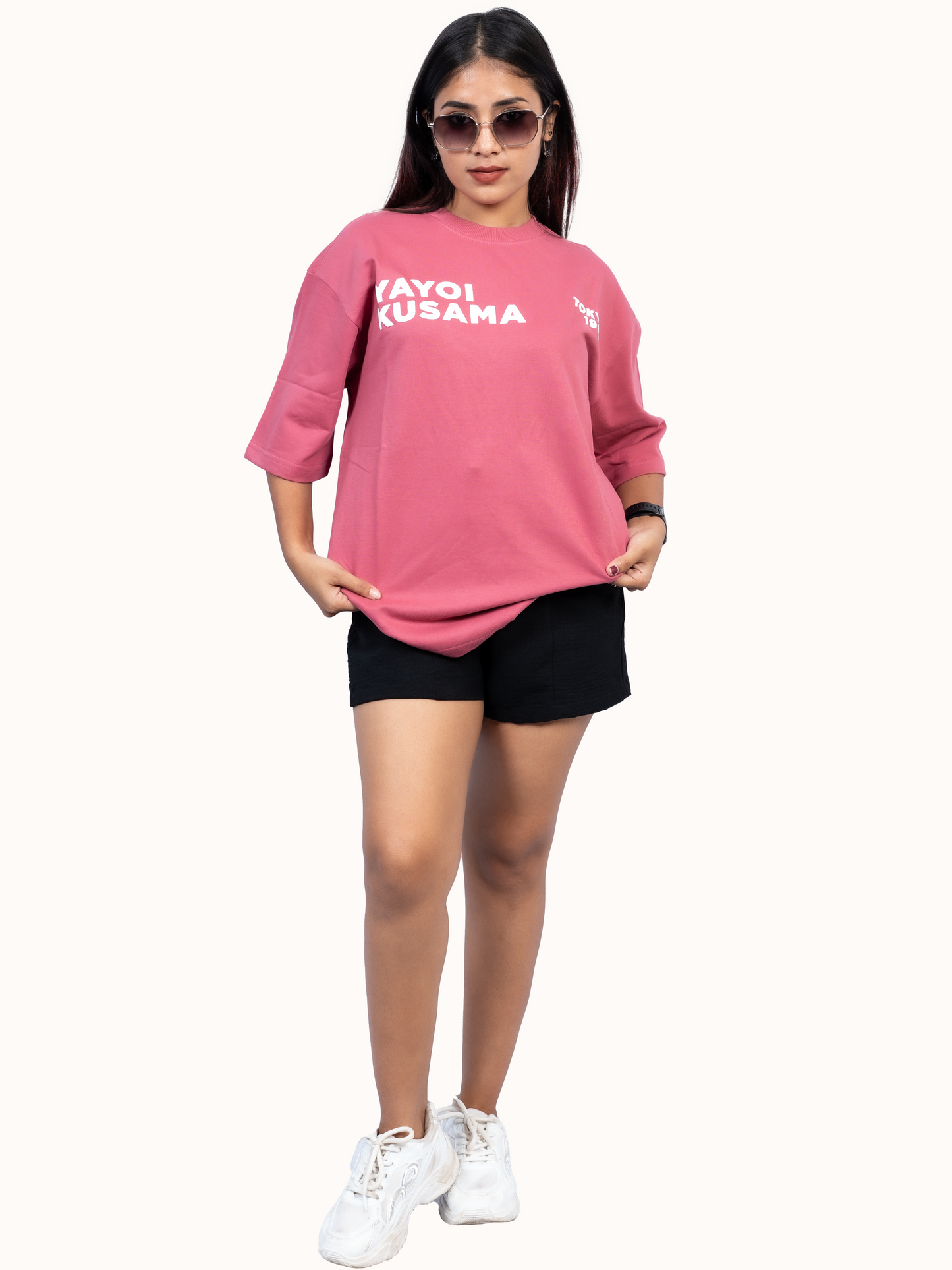 Tokyo - Yayoi kusama - Drop shoulder t shirt - Pink
